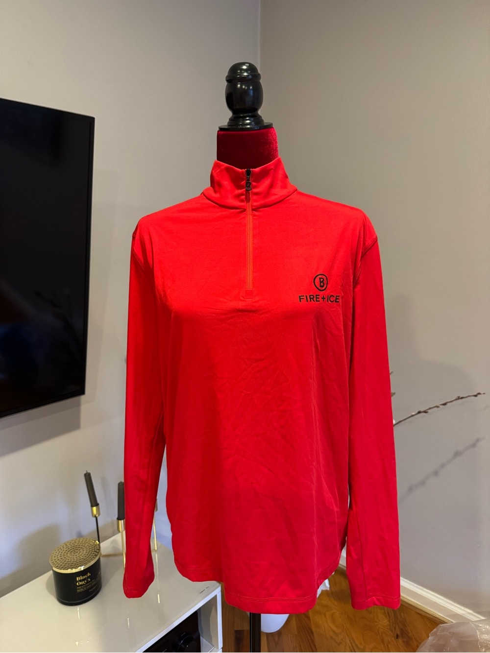BOGNER FIRE + ICE Red 1/4 Zip Athletic Long Sleeve Shirt Men's